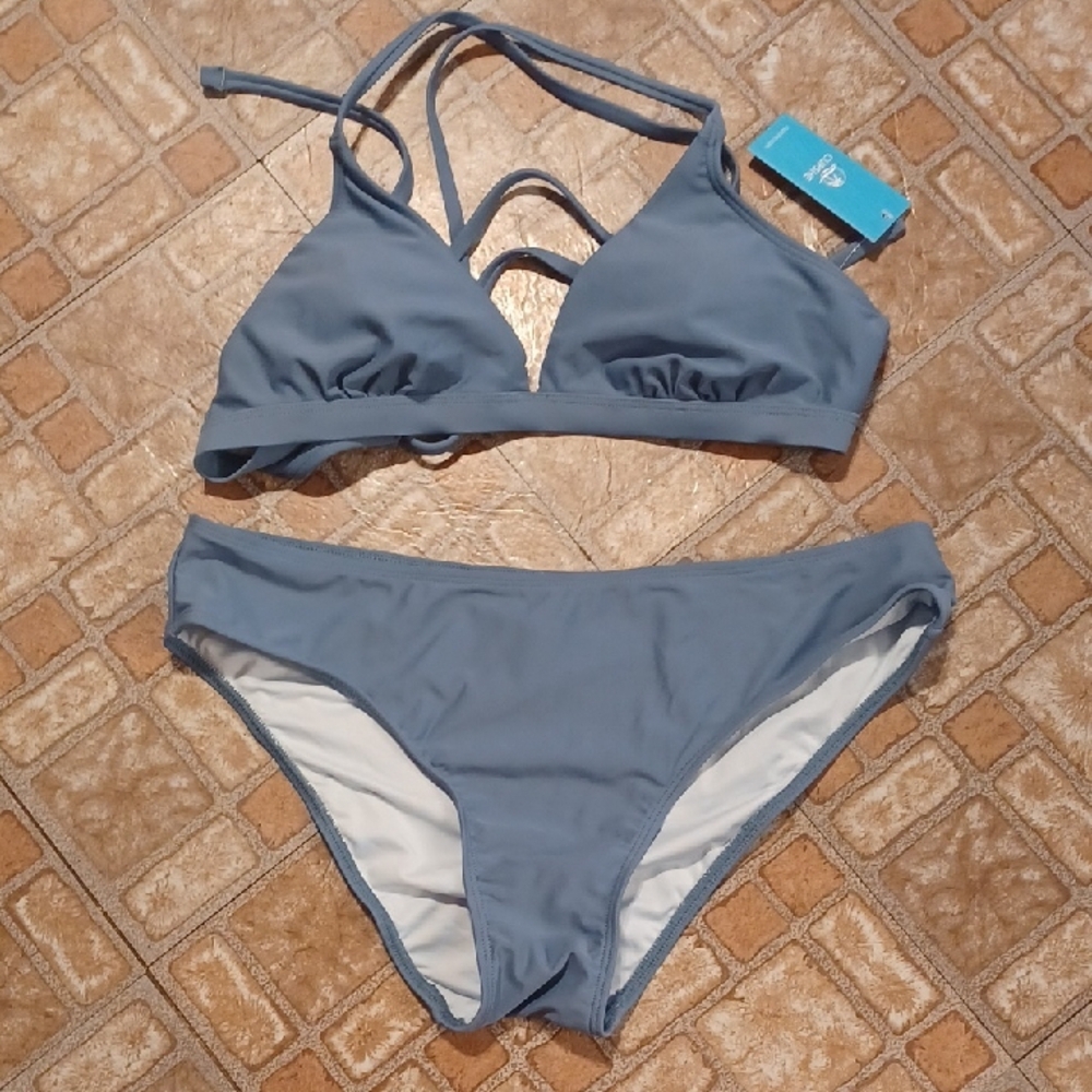 Cupshe Slate Blue Bikini Set Slate Vlue Size Medium NWT